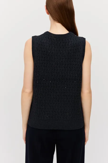 Granatowa kamizelka z wełną merynosową