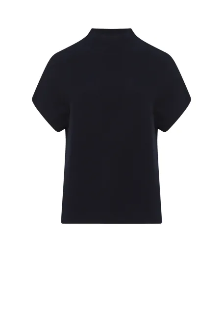 Wełniana bluzka z pólgolfem granatowy Wełniana bluzka z pólgolfem granatowy