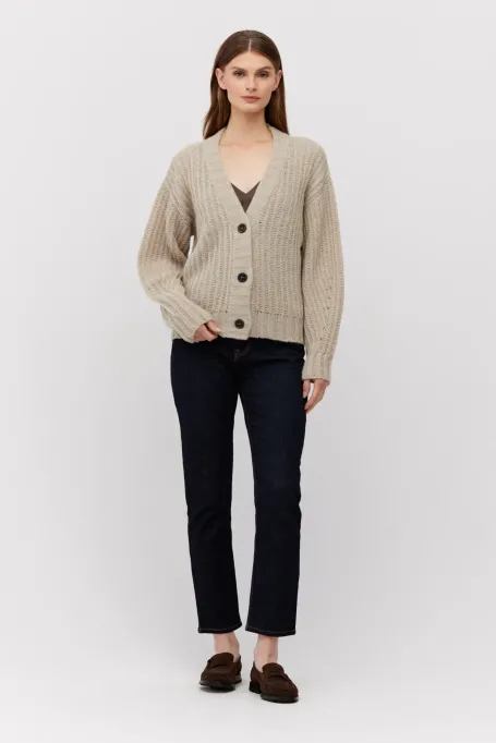 Kardigan z baby alpaką beż