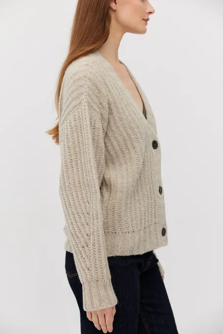 Kardigan z baby alpaką beż