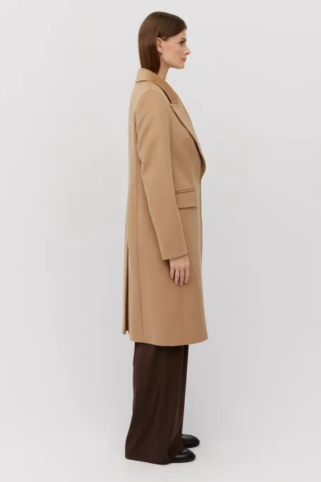 Wełniany płaszcz dyplomatka camelowy Wełniany płaszcz dyplomatka camelowy
