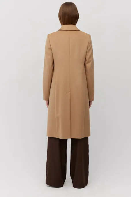 Wełniany płaszcz dyplomatka camelowy Wełniany płaszcz dyplomatka camelowy