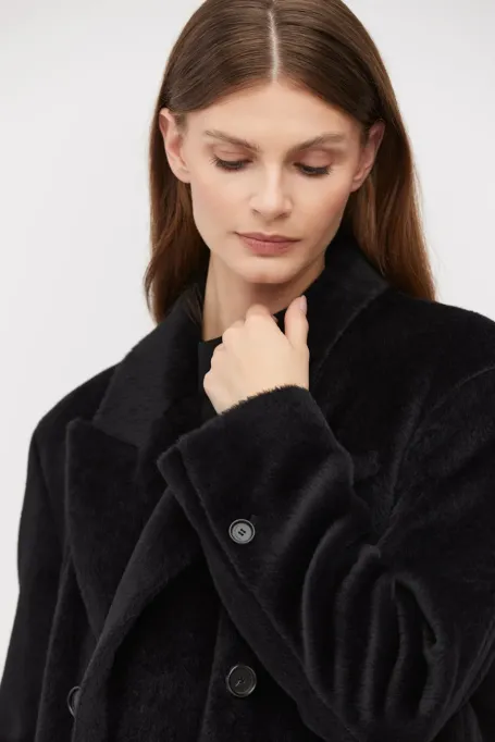 Czarna kurtka z baby suri alpaką Czarna kurtka z baby suri alpaką