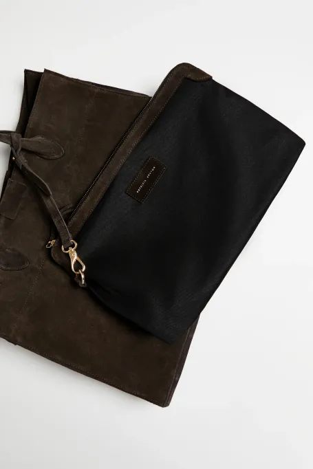 Duża torba ze skóry zamszowej brązowy Duża torba ze skóry zamszowej brązowy