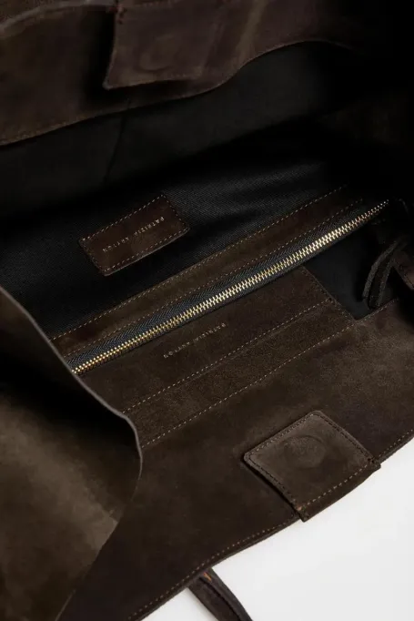 Duża torba ze skóry zamszowej brązowy Duża torba ze skóry zamszowej brązowy