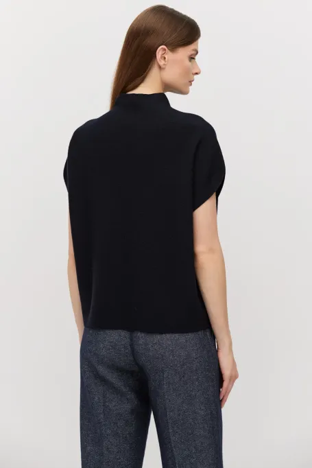 Wełniana bluzka z pólgolfem granatowy Wełniana bluzka z pólgolfem granatowy