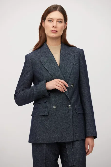 Granatowy żakiet do garnituru z lnem i kaszmirem Granatowy żakiet do garnituru z lnem i kaszmirem