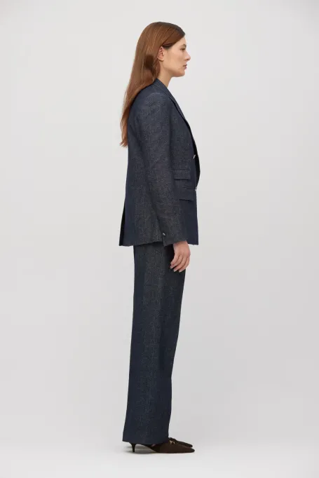 Granatowy żakiet do garnituru z lnem i kaszmirem Granatowy żakiet do garnituru z lnem i kaszmirem