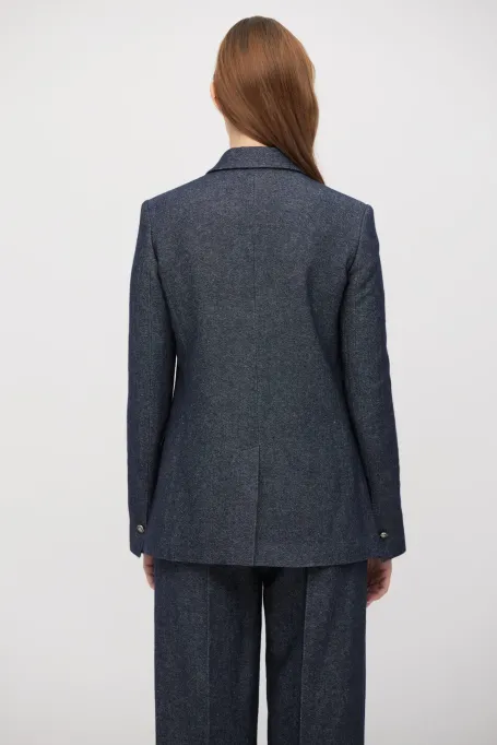 Granatowy żakiet do garnituru z lnem i kaszmirem Granatowy żakiet do garnituru z lnem i kaszmirem