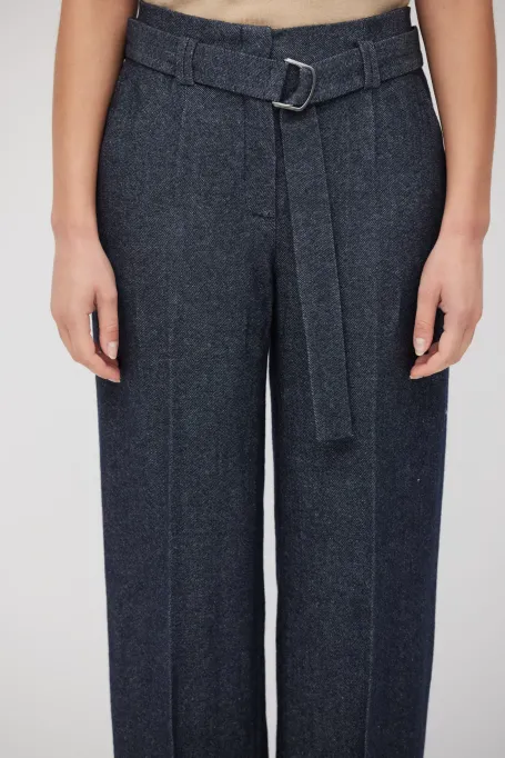 Spodnie do garnituru z lnem i kaszmirem granatowy Spodnie do garnituru z lnem i kaszmirem granatowy