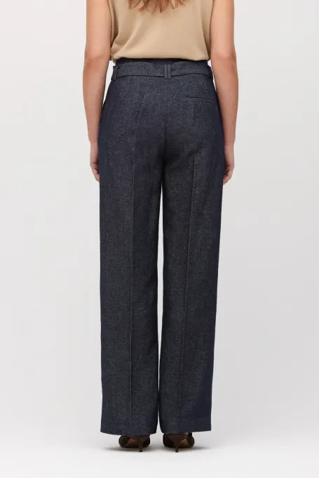 Spodnie do garnituru z lnem i kaszmirem granatowy Spodnie do garnituru z lnem i kaszmirem granatowy