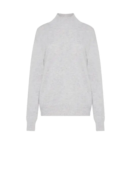 Szary sweter półgolf z domieszką kaszmiru