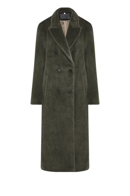 Dwurzędowy płaszcz z baby suri alpaką zielony
