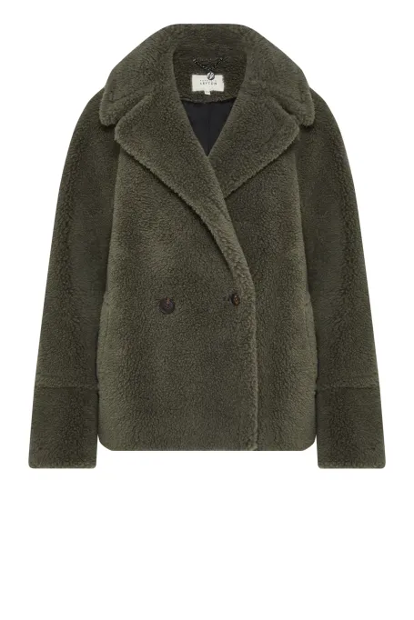 Kurtka z wełny teddy bear zielony