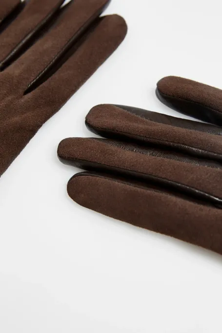 Brązowe skórzane rękawiczki