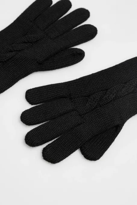 Długie rękawiczki z wełny merynosowej czarny