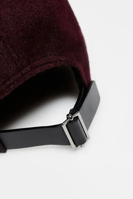 Bakłażanowa czapka z daszkiem z domieszką kaszmiru i jedwabiu damska - Patrizia Aryton