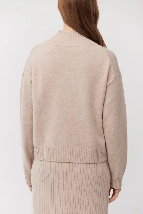 Sweter półgolf z wełny merynosowej beż Sweter półgolf z wełny merynosowej beż