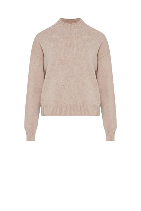 Sweter półgolf z wełny merynosowej beż Sweter półgolf z wełny merynosowej beż