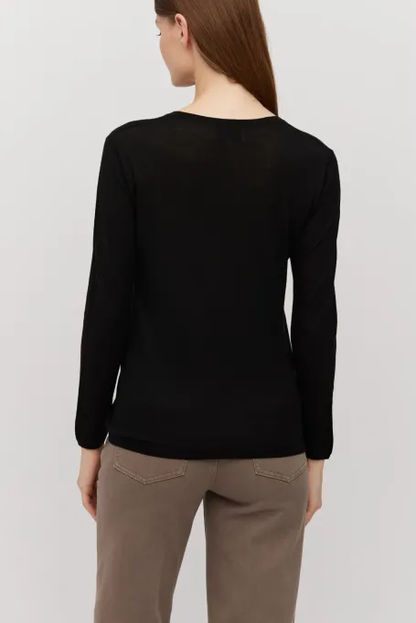 Czarna bluzka top z wełny merynosowej