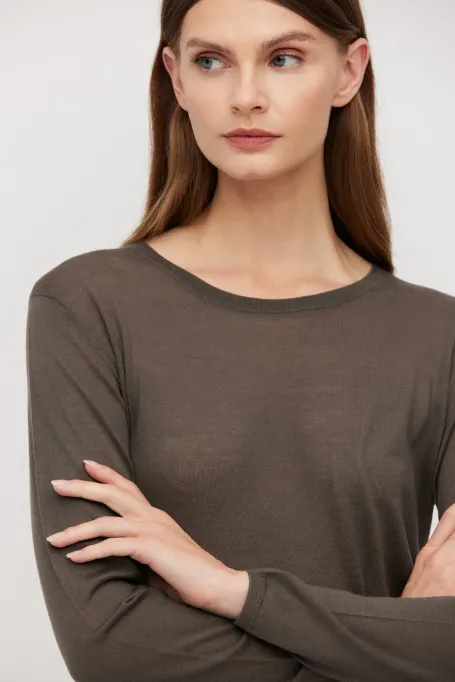 Bluzka top z wełny merynosowej brązowy