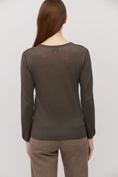 Bluzka top z wełny merynosowej brązowy