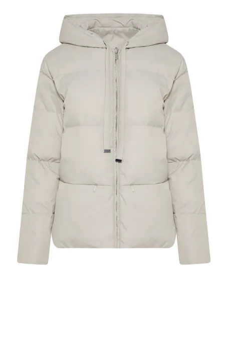 Dwustronna kurtka puchowa z kapturem beż