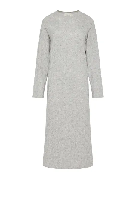 Sukienka o warkoczowym splocie z wełny merynosowej i kaszmiru szary