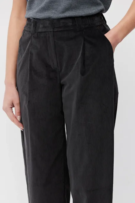 Luźne spodnie sztruksowe szary