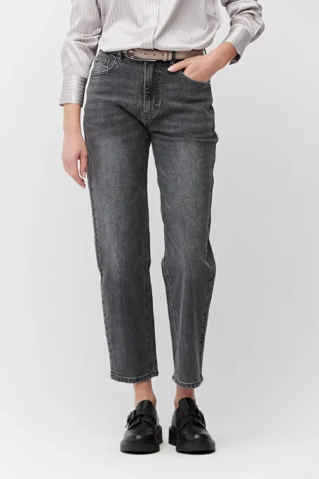 Szare jeansy mom fit z wysokim stanem damskie - Patrizia Aryton