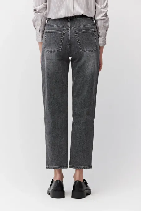 Szare jeansy mom fit z wysokim stanem damskie - Patrizia Aryton