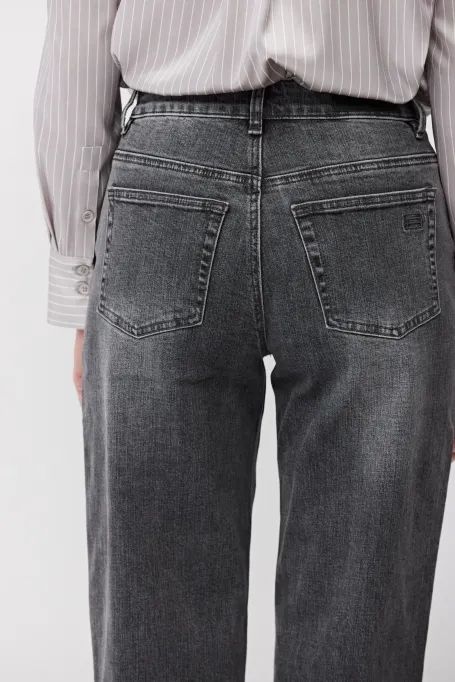 Szare jeansy mom fit z wysokim stanem damskie - Patrizia Aryton