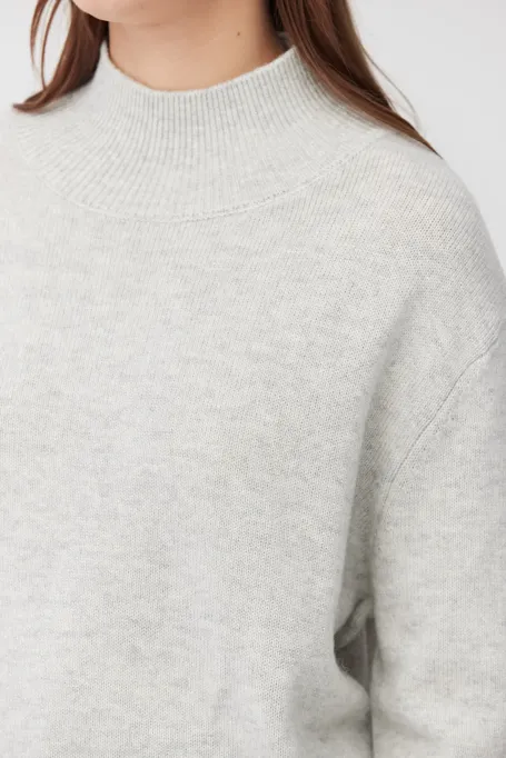 Szary sweter półgolf z domieszką kaszmiru damski - Patrizia Aryton