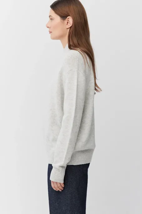 Szary sweter półgolf z domieszką kaszmiru damski - Patrizia Aryton