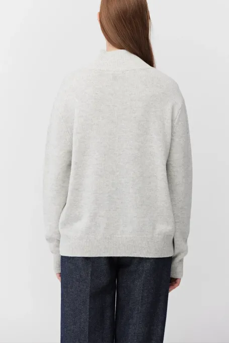 Szary sweter półgolf z domieszką kaszmiru damski - Patrizia Aryton