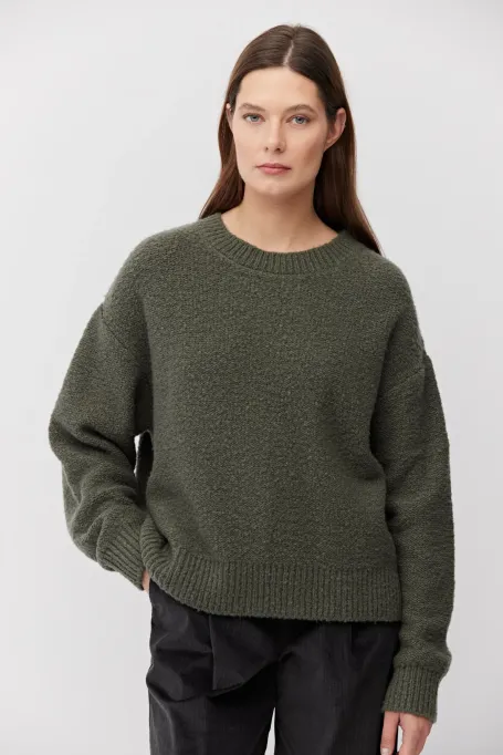 Sweter z wełny merynosowej zielony