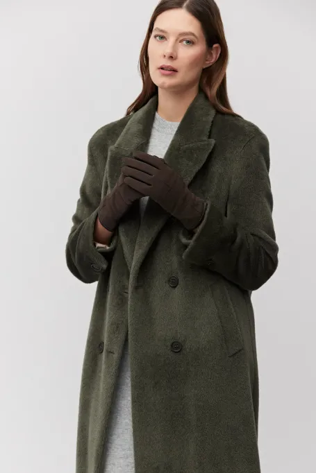 Dwurzędowy płaszcz z baby suri alpaką zielony
