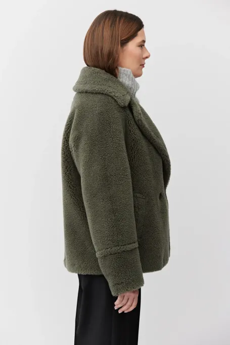 Kurtka z wełny teddy bear zielony