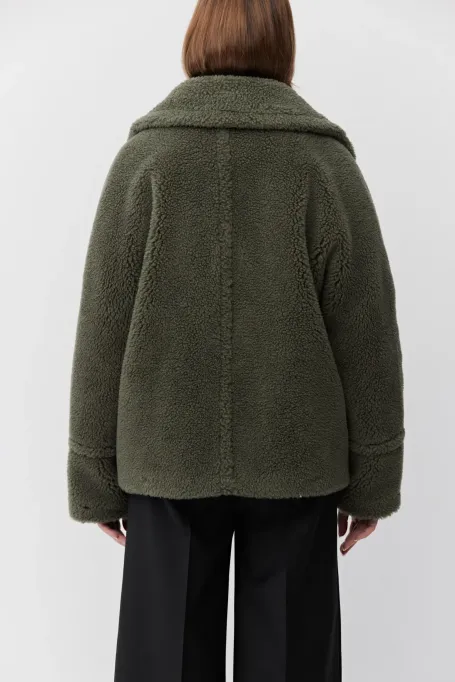 Kurtka z wełny teddy bear zielony