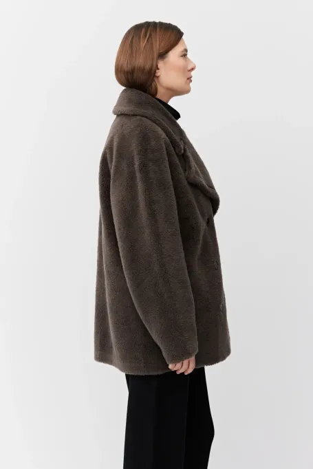 Brązowa kurtka z wełny teddy bear