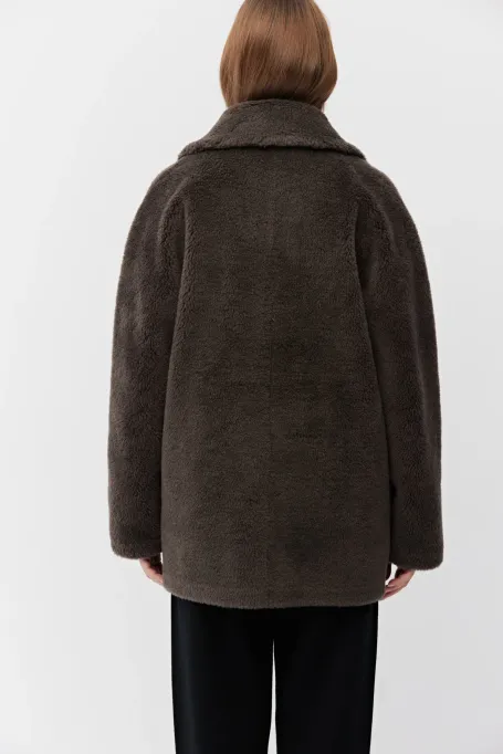 Brązowa kurtka z wełny teddy bear