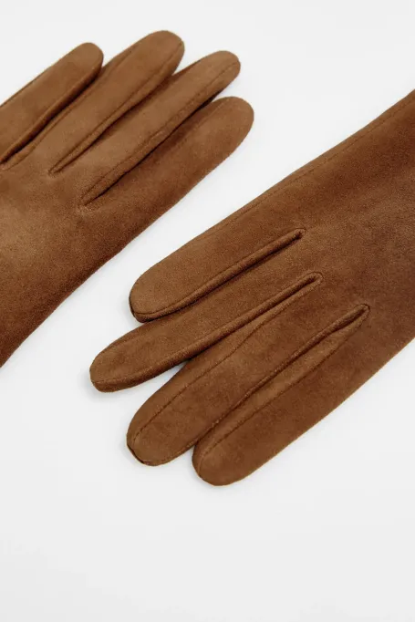 Długie rękawiczki ze skóry zamszowej pomarańczowy