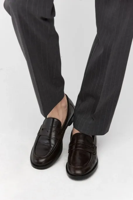 Loafersy ze skóry naturalnej czerwony