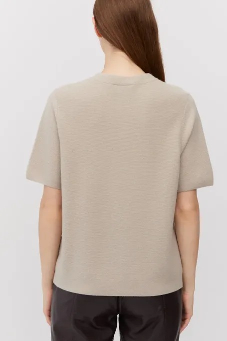 Bluzka z wełny merynosowej i kaszmiru beż