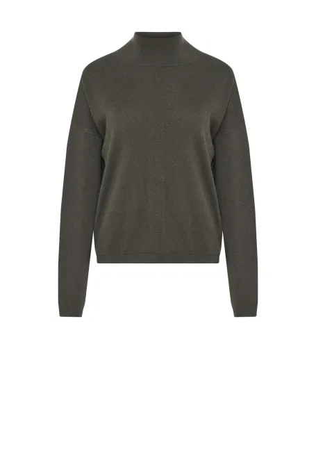 Sweter golf z wełną merynosową i kaszmirem zielony