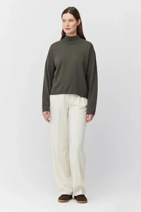 Sweter golf z wełną merynosową i kaszmirem zielony