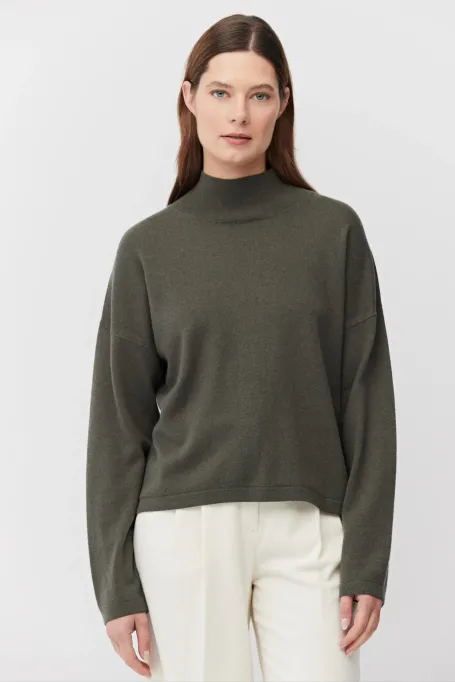 Sweter golf z wełną merynosową i kaszmirem zielony