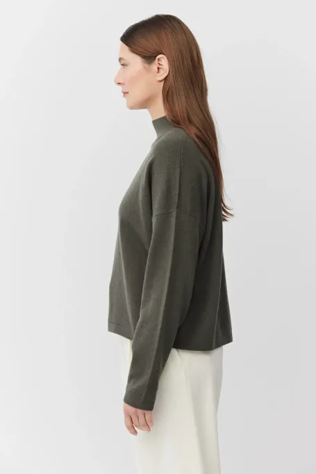 Sweter golf z wełną merynosową i kaszmirem zielony