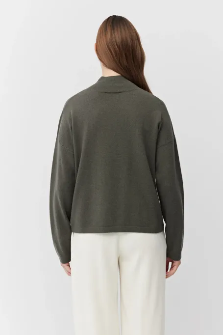 Sweter golf z wełną merynosową i kaszmirem zielony