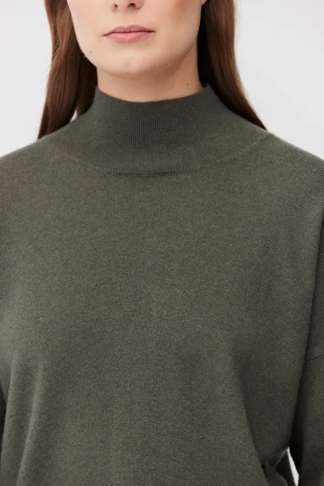 Sweter golf z wełną merynosową i kaszmirem zielony